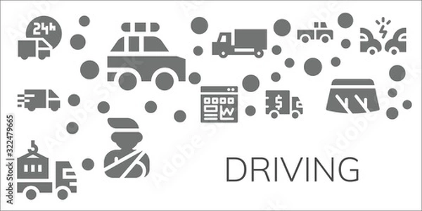 Fototapeta Modern Simple Set of driving Vector filled Icons