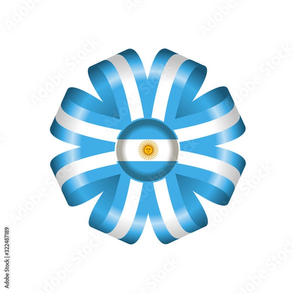 Fototapeta Badge with ribbons, rosette, Argentina flag, vector illustration