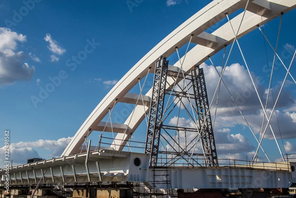 Fototapeta Bridge under construction over Danube river near Novi Sad