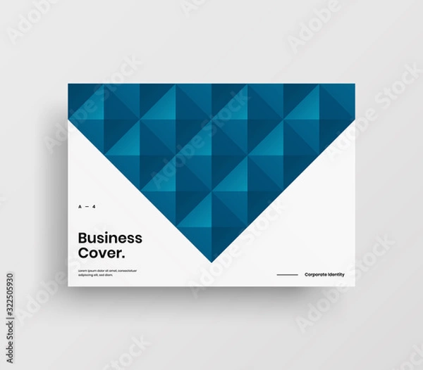 Fototapeta Creative business presentation vector A4 horizontal orientation front page mock up. Modern corporate report cover abstract geometric illustration design layout. Company identity brochure template.