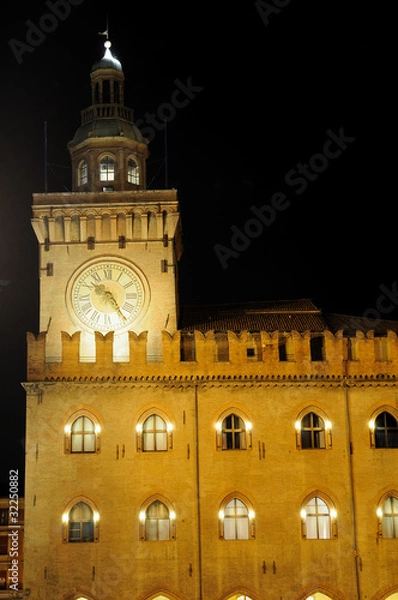 Fototapeta Palazzo d'Accursio e Torre dell'Orologio, Bologna; Italia