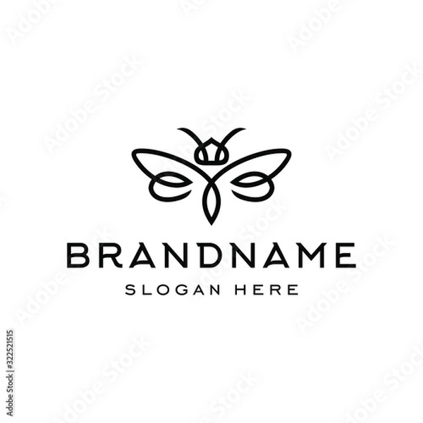 Obraz bee logo bumblebee icon illustration in trendy line linear outline style 