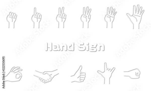 Fototapeta 立体的なハンドサインのイラスト