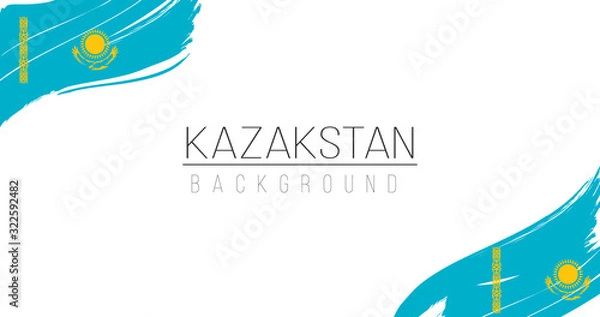 Obraz Kazakstan flag brush style background with stripes. Stock vector illustration isolated on white background.