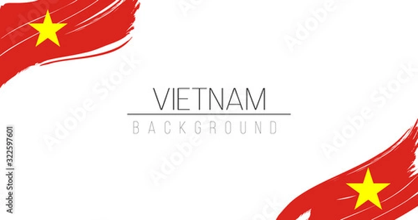 Obraz Vietnam flag brush style background with stripes. Stock vector illustration isolated on white background.