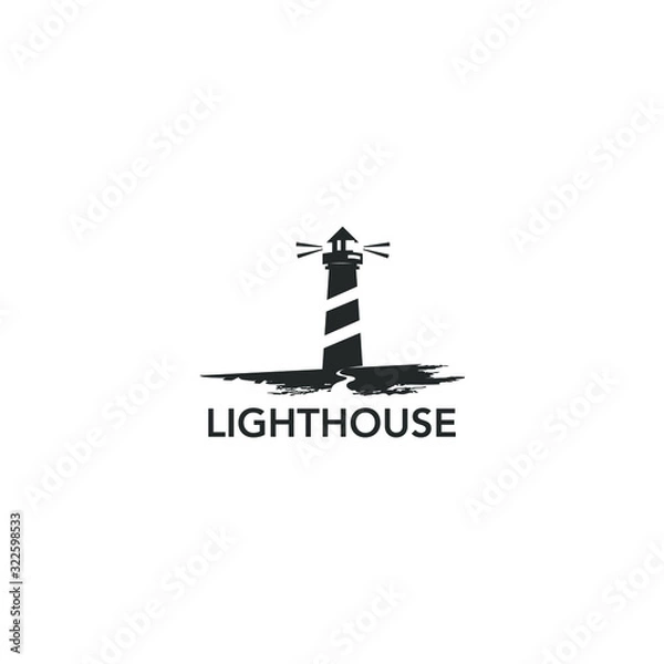 Fototapeta Black light house logo design template modern and simple