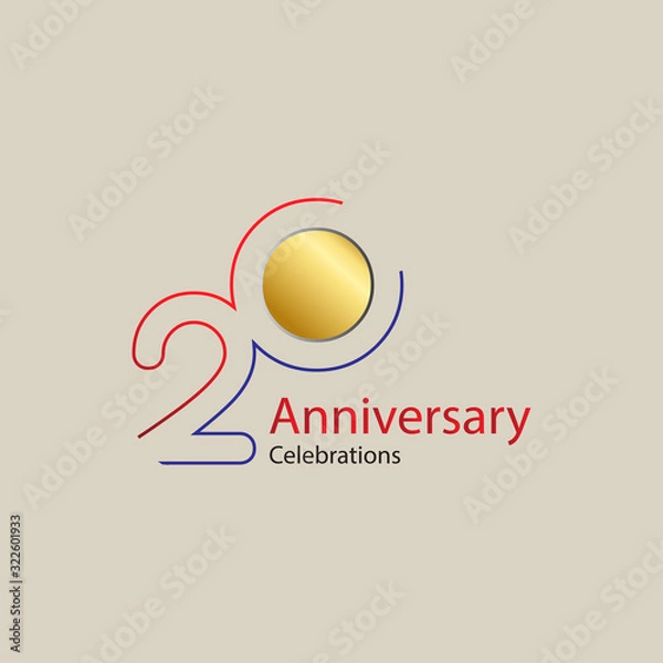 Fototapeta 20 Year Anniversary Vector Template Design Illustration