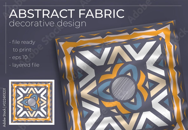 Fototapeta Abstract Fabric Decorative Design with Realistic Mock up for Printing Production. Hijab , Scarf , Pillow , etc.