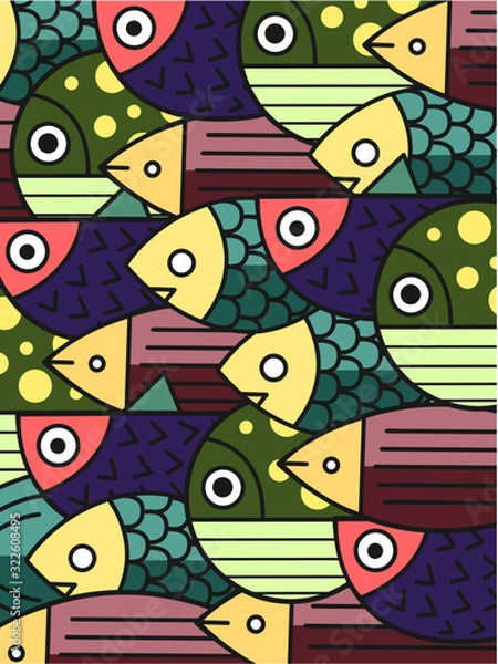 Obraz Hand painted seamless fish pattern image.