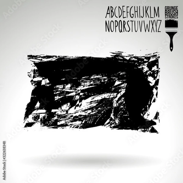 Fototapeta Black brush stroke and texture. Grunge vector abstract hand - painted element. Underline and border design.