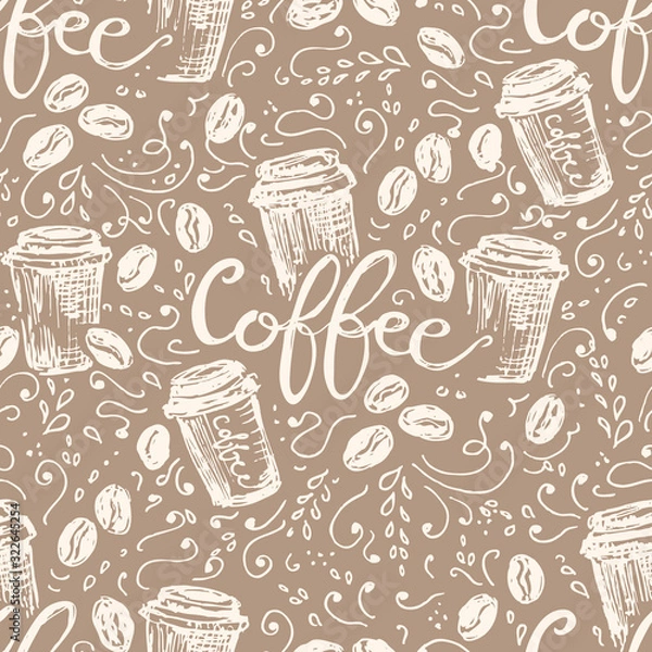 Obraz Seamless pattern with cups of coffee