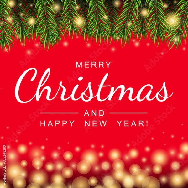 Obraz Merry Christmas and Happy New Year greeting card