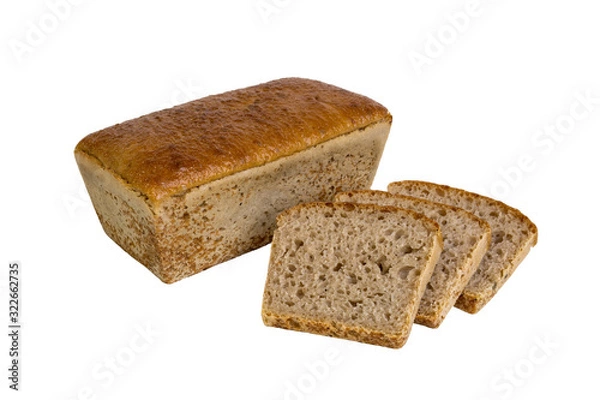 Fototapeta Single and sliced loaf of bread isolated on white background