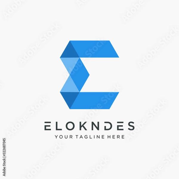 Obraz Abstract letter E logo design. Creative minimalist logotype icon symbol. -VECTOR