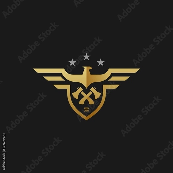 Obraz Vector Logo Illustration American Eagle Builder Badge Style