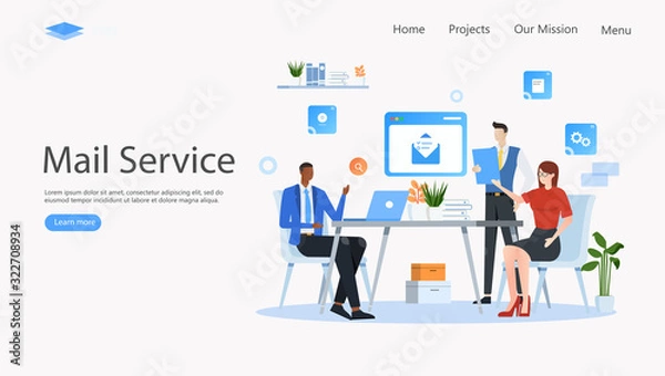 Obraz Mail Service and Correspondence Delivery Vector Illustration Concept , Suitable for web landing page, ui, mobile app, editorial design, flyer, banner, and other related occasion