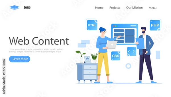 Fototapeta Programmer and Engineering Development Vector Illustration Concept, Suitable for web landing page, ui, mobile app, editorial design, flyer, banner, and other related occasion