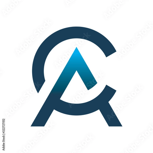 Fototapeta blue letter c font letter circle triangle arrow logo design ca