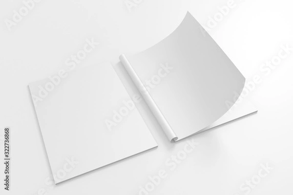 Fototapeta Blank full turn Magazine isolated on white