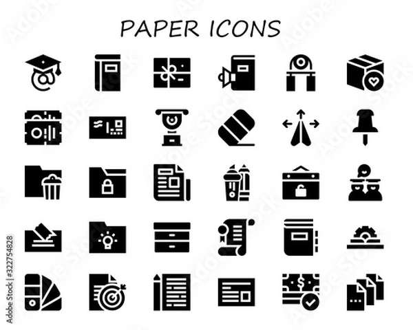Fototapeta Modern Simple Set of paper Vector filled Icons