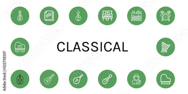 Fototapeta classical simple icons set