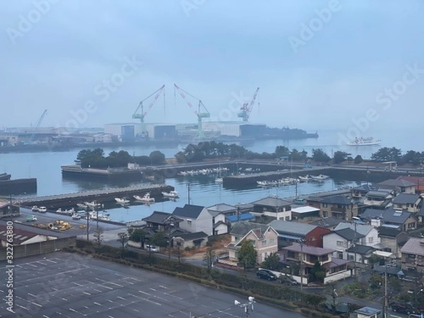 Fototapeta 造船所のある風景