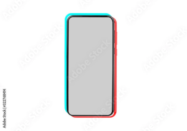 Obraz Tik tok application mockup on non branded smartphone screen. Picture blank (template) interface.