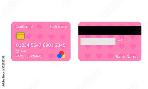 Obraz vector pink credit card with heart