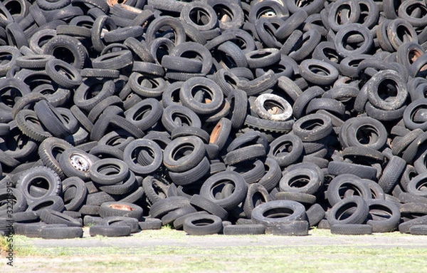 Obraz old tires stack