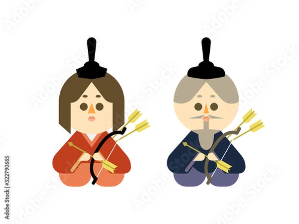Obraz 雛人形の随臣の切り抜きやすいイラストセット