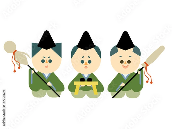 Obraz 雛人形の仕丁の切り抜きやすいイラストセット