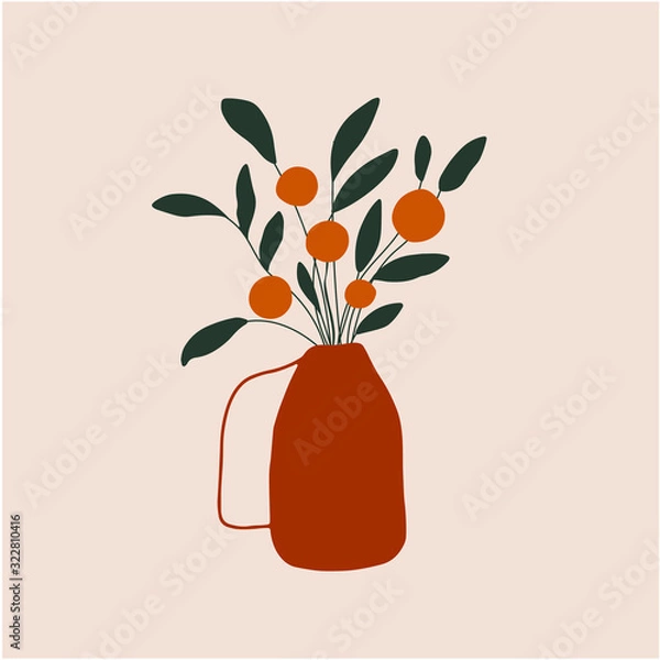 Obraz Orange tree in vase abstract illustration.