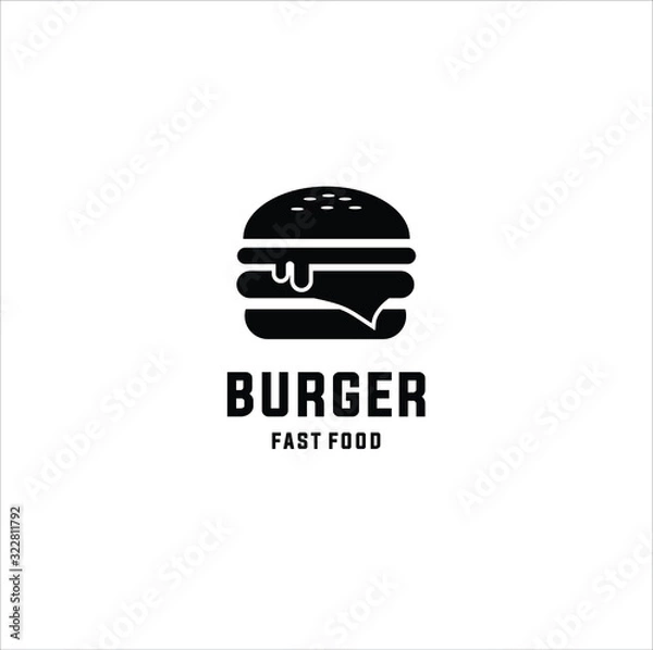 Fototapeta burger logo design vector template, Fast food logo,  badge flat modern minimal design illustration.