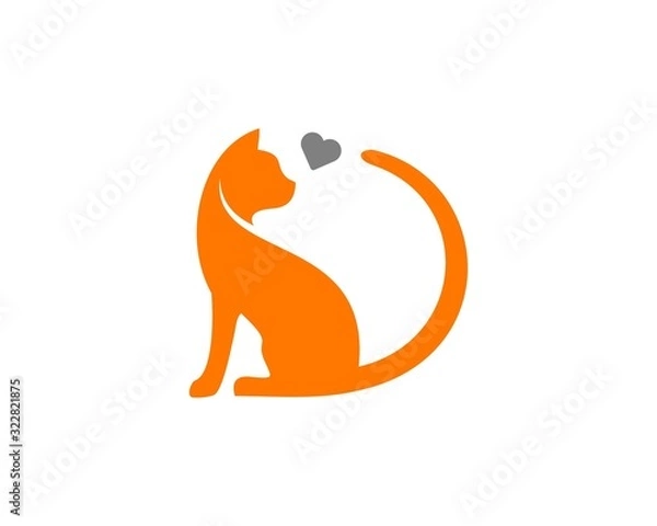 Obraz Wektor logo miłość kot