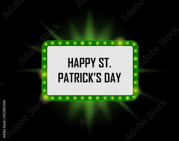 Fototapeta vector neon shining st. patrick's billboard in retro style