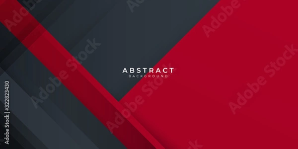 Fototapeta Modern tech design of black red abstract metallic carbon shiny color frame background. Red box rectangle gradient with stripes. Vector template for gamer and presentation