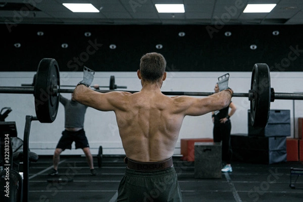 Obraz Crossfit man weight training