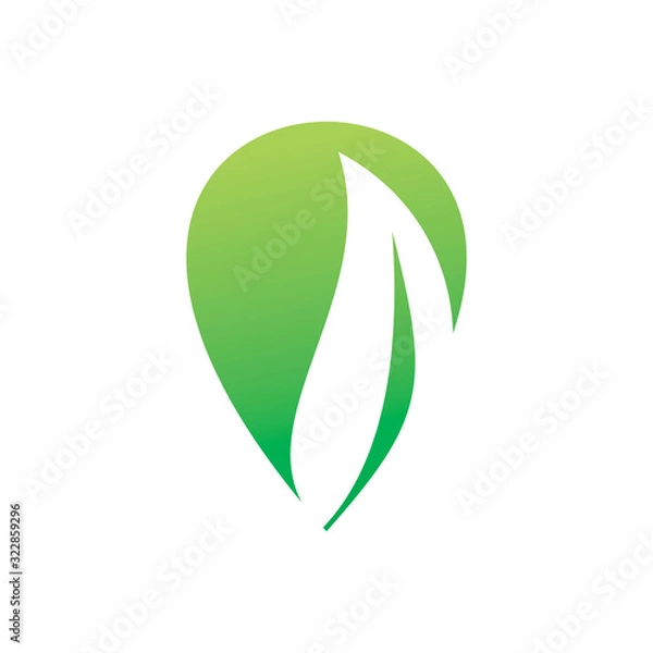 Fototapeta green nature leaf pin shape logo design