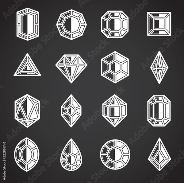 Obraz Gem stone icons set on background for graphic and web design. Creative illustration concept symbol for web or mobile app