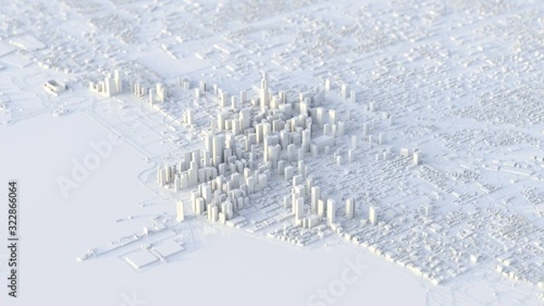 Fototapeta 3D ilustracja miasta Chicago z białym materiałem.