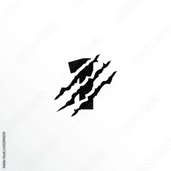 Obraz Initial Number 1 with Claw Scratch Logo Design