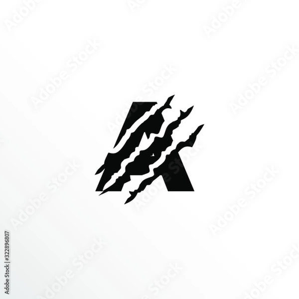 Obraz Initial Letter A with Claw Scratch Logo Design