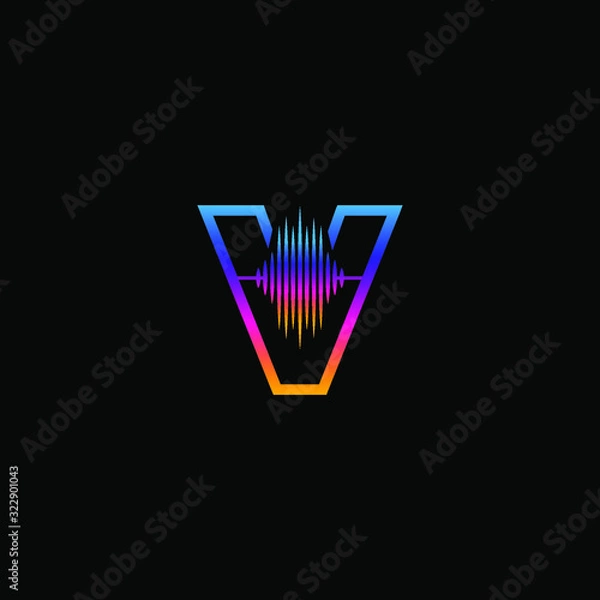 Obraz Initial Letter V Sound Weaves Logo Design Concept