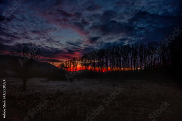 Obraz storm clouds over the forest