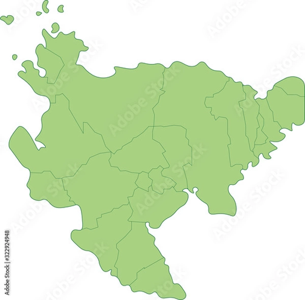 Obraz 佐賀県の地図_市町村ごとに色を変えられます