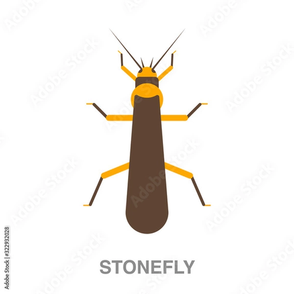 Fototapeta stone fly flat icon on white transparent background. You can be used black ant icon for several purposes.	