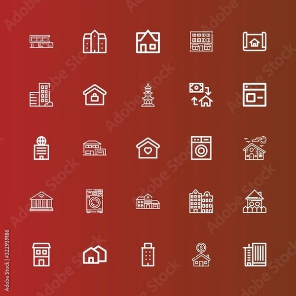 Fototapeta Editable 25 residential icons for web and mobile