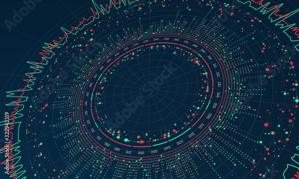 Fototapeta Big data concept visualization. Abstract data radial plot. Information background. Perspective view.