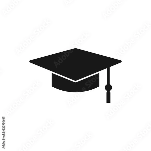 Fototapeta Square academic cap, Simple graduate cap silhouette icon