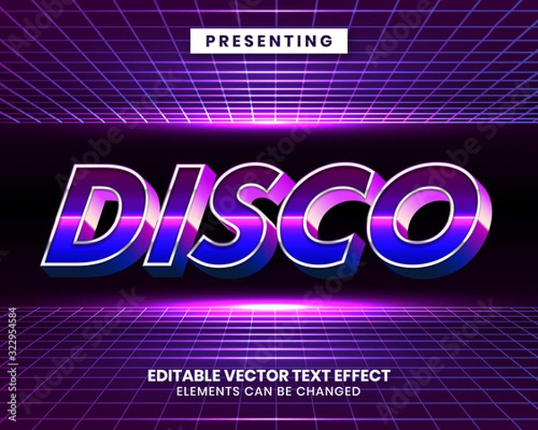 Fototapeta 3d Retrowave futuristic editable text effect